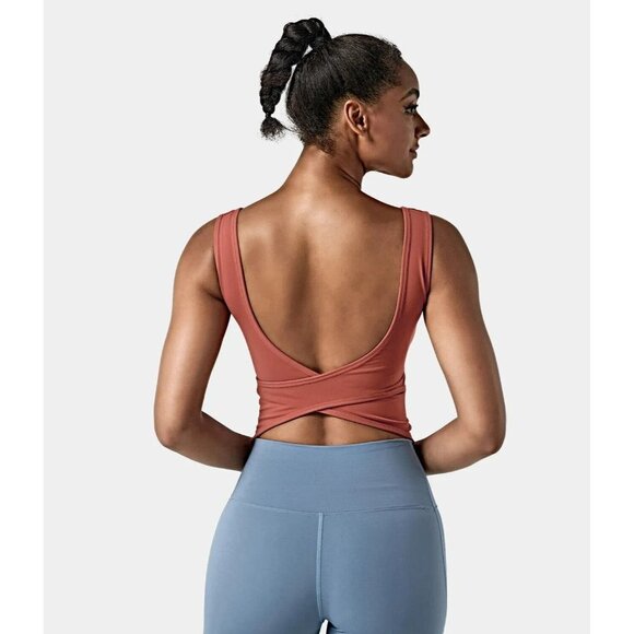 Halara Womens U Neck Backless Crossover Barre Ballet Dance Tank Top Size Large - Picture 7 of 7